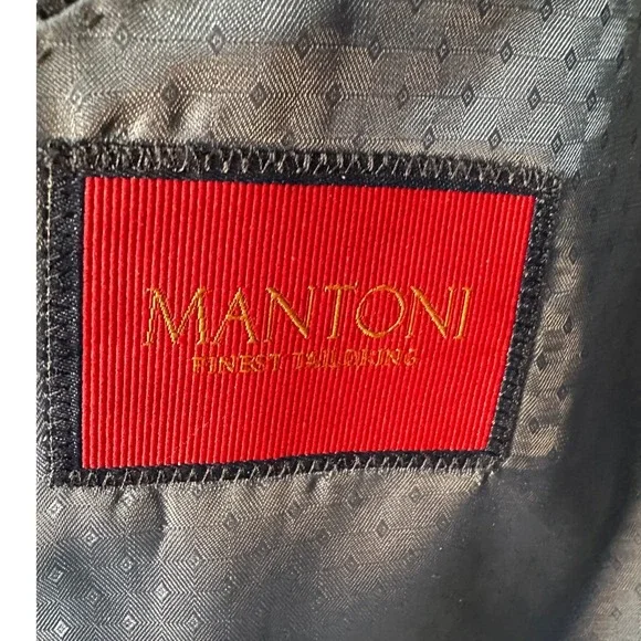 Mantoni Blazer Mens Charcoal Gray 100% Virgin Wool 2-Button Dark Academia 42-44R - Picture 7 of 9